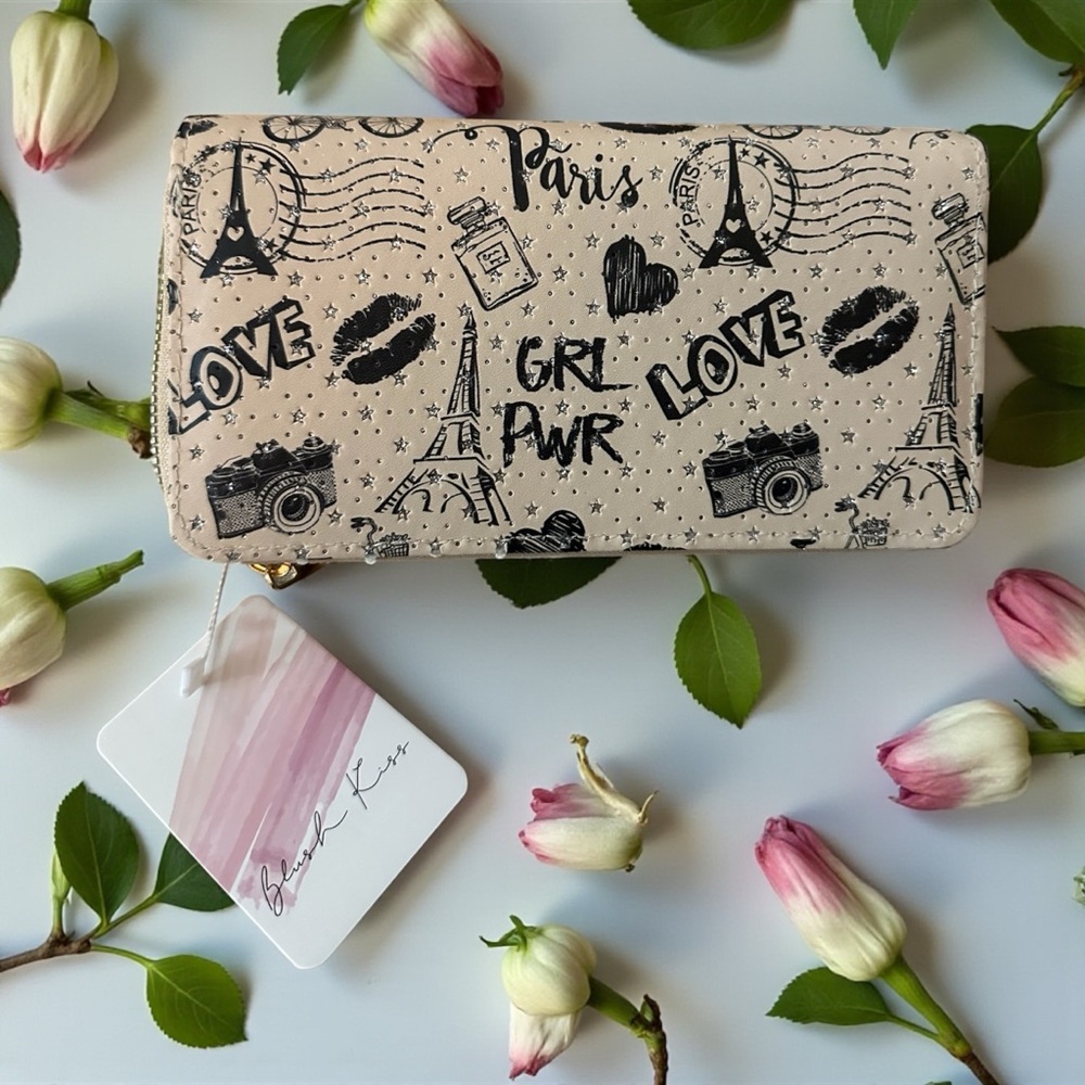 Blush Kiss Chic‎ Parisian  Women's Clutch With Double Zipper Compartments New - Picture 4 of 16
